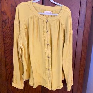 Free People yellow gauze fabric top
